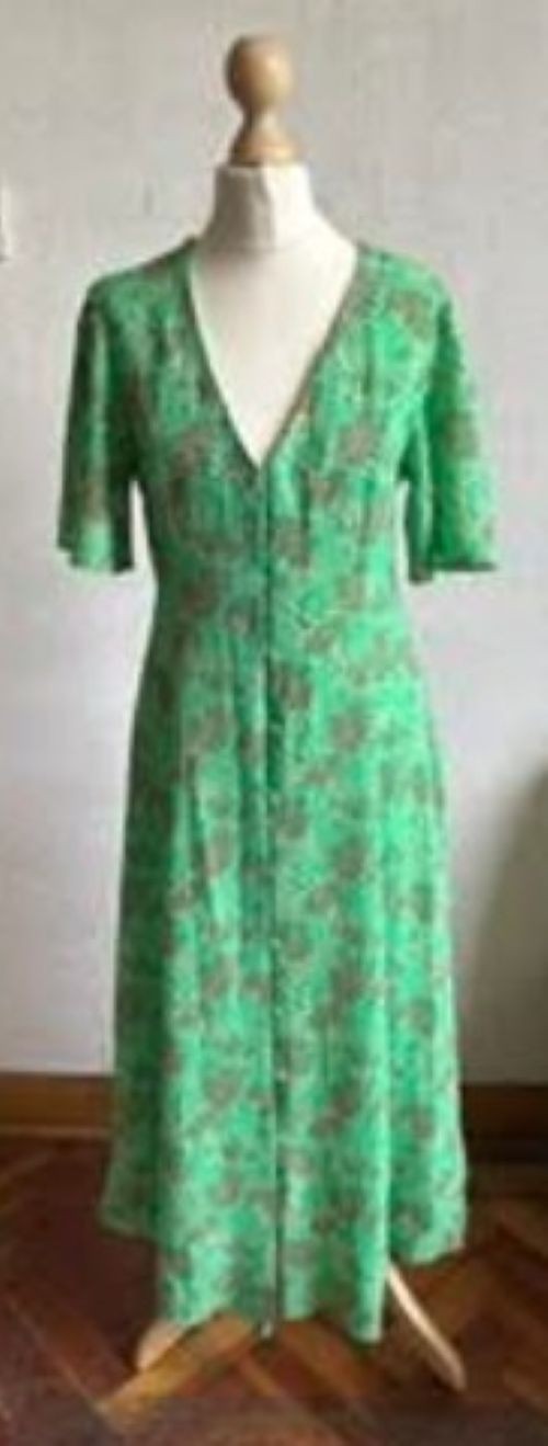 Mint Green/Pink/White Floral Regular Size 8 Buttoned Tea Dress from ASOS Design
