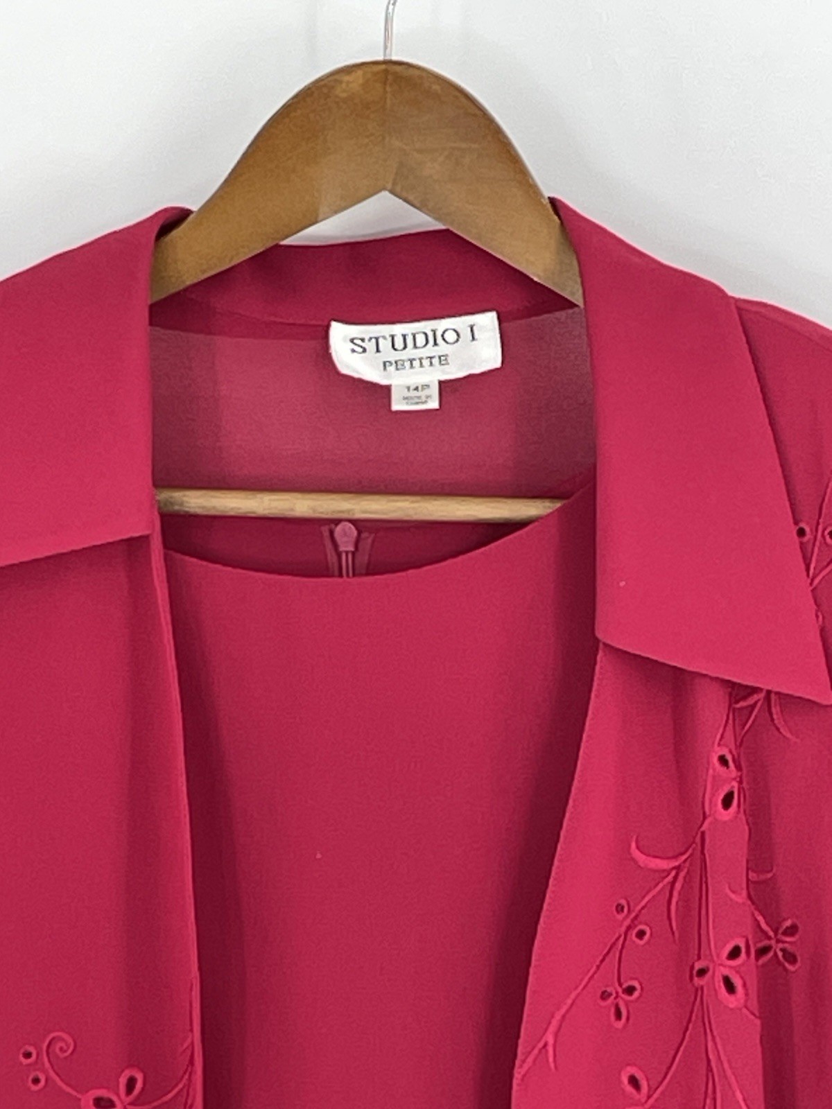 NWT Studio I Dress 14P Two Piece Jacket Dress Red Short Sleeve $69