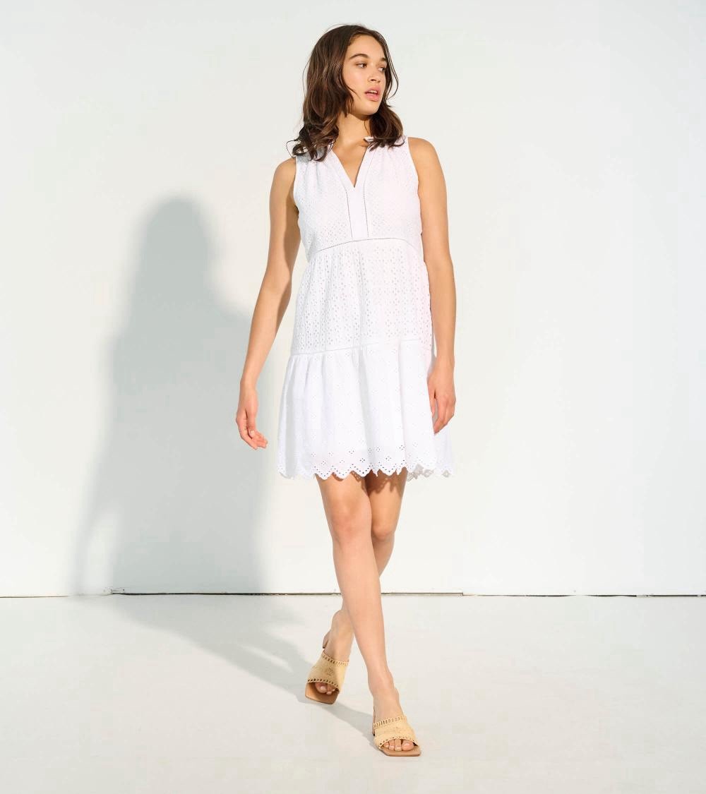 Hatley Lauren White Ruffle Eyelet Lace Cotton Mini Sun Dress Sz XS Cocktail NEW