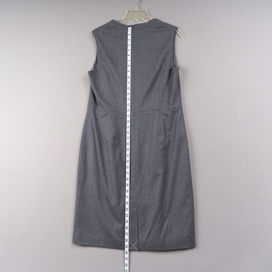 Talbots Sheath Dress Women 12 Gray Wool Sleeveless Stretch Lined