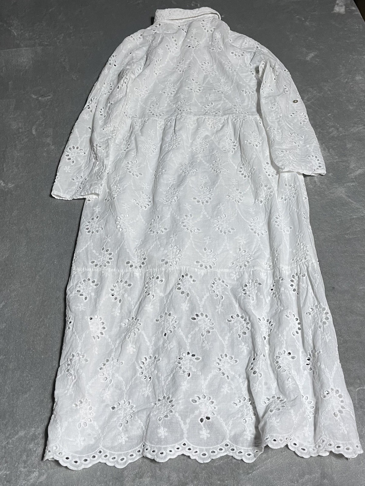 Valentina Naldi Dress Womens Small White Coastal Cottagecore Eyelet Romantic