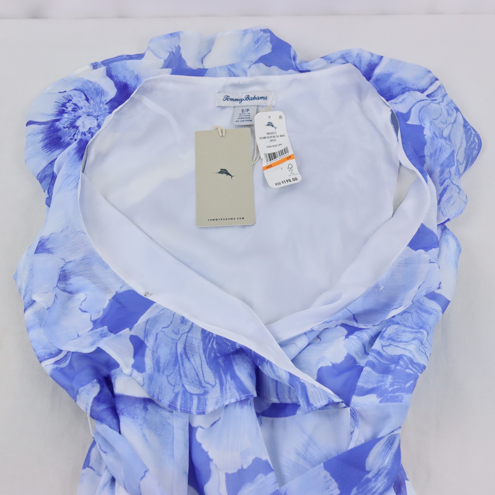 Tommy Bahama Island Blooms Maxi Summer Dress In Blue Floral Print Women’s Size S