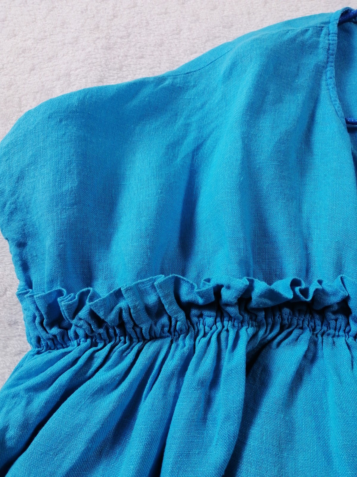 Kit and Kaboodal 100% Linen Turquoise Boho Tunic Dress One Size Oversized