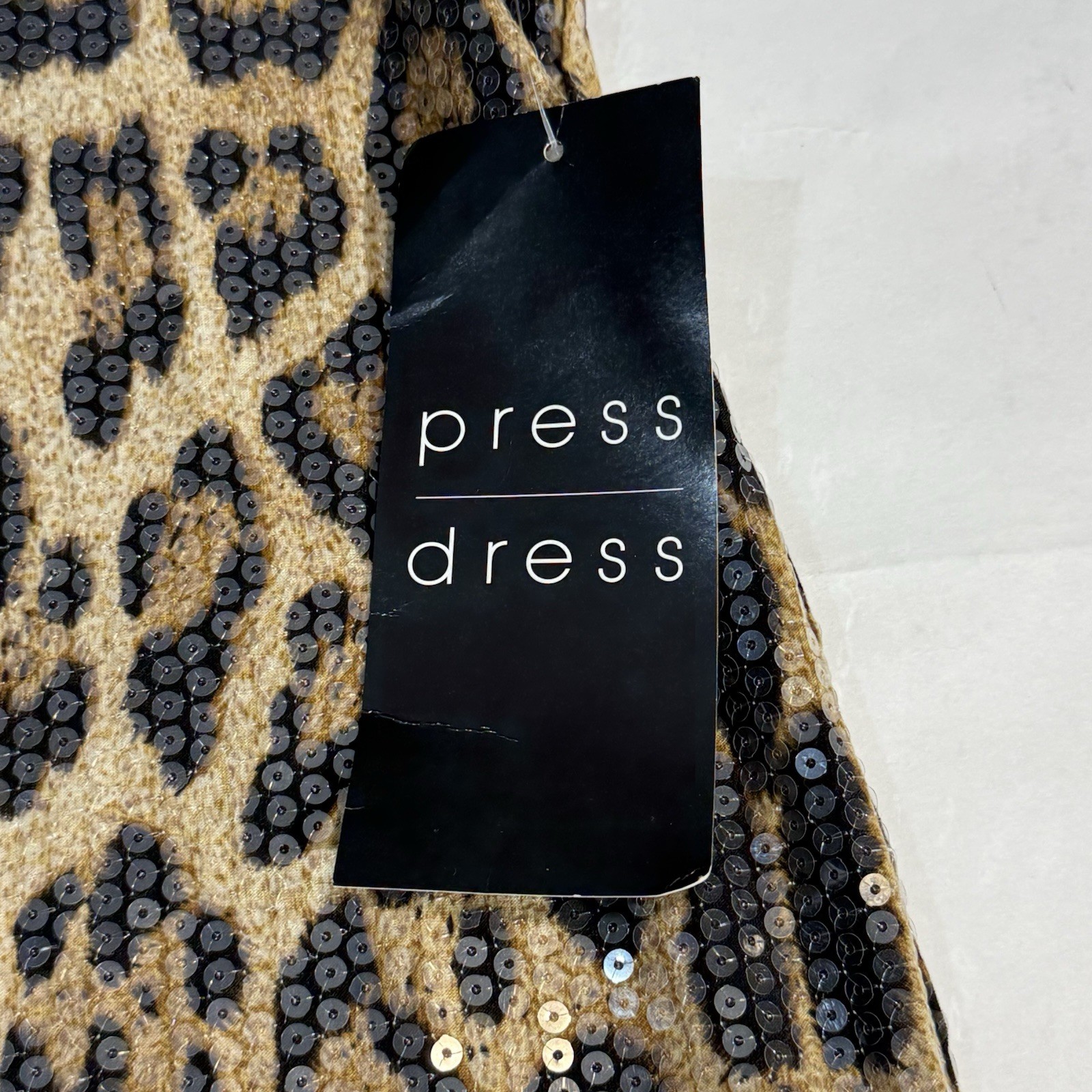 NWT- Women’s “PRESS Dress” Leopard Print Sequins Mini Dress-Sleeveless. Festival