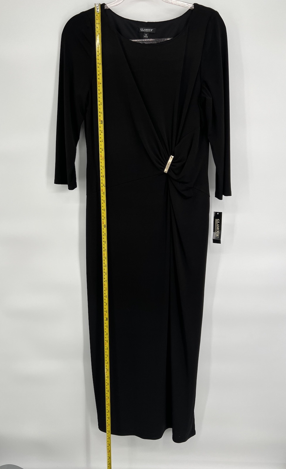 Glamour Black Dress Long Sleeve Stretch Knit Size 10 NWT Originally $80