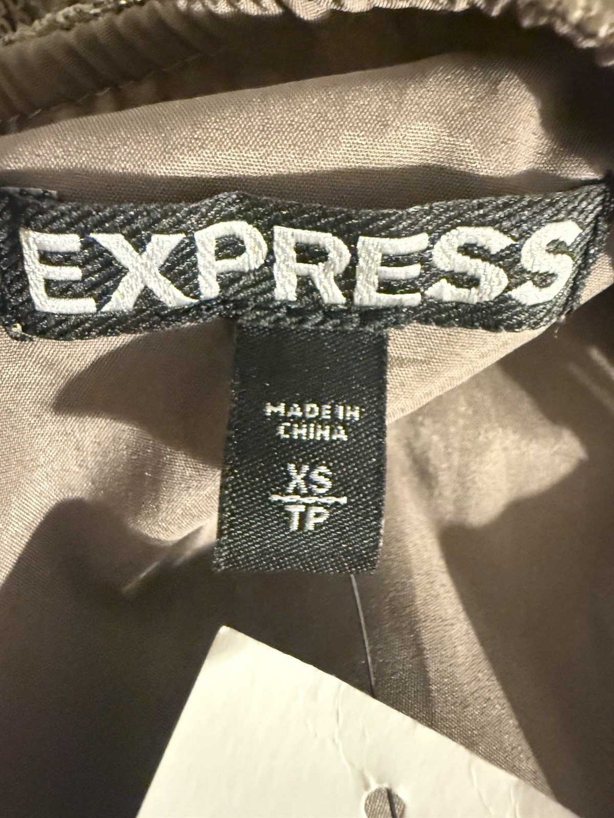 NWT Express Taupe Champagne Sequin Lace Crossover Surplice Slip Dress XS