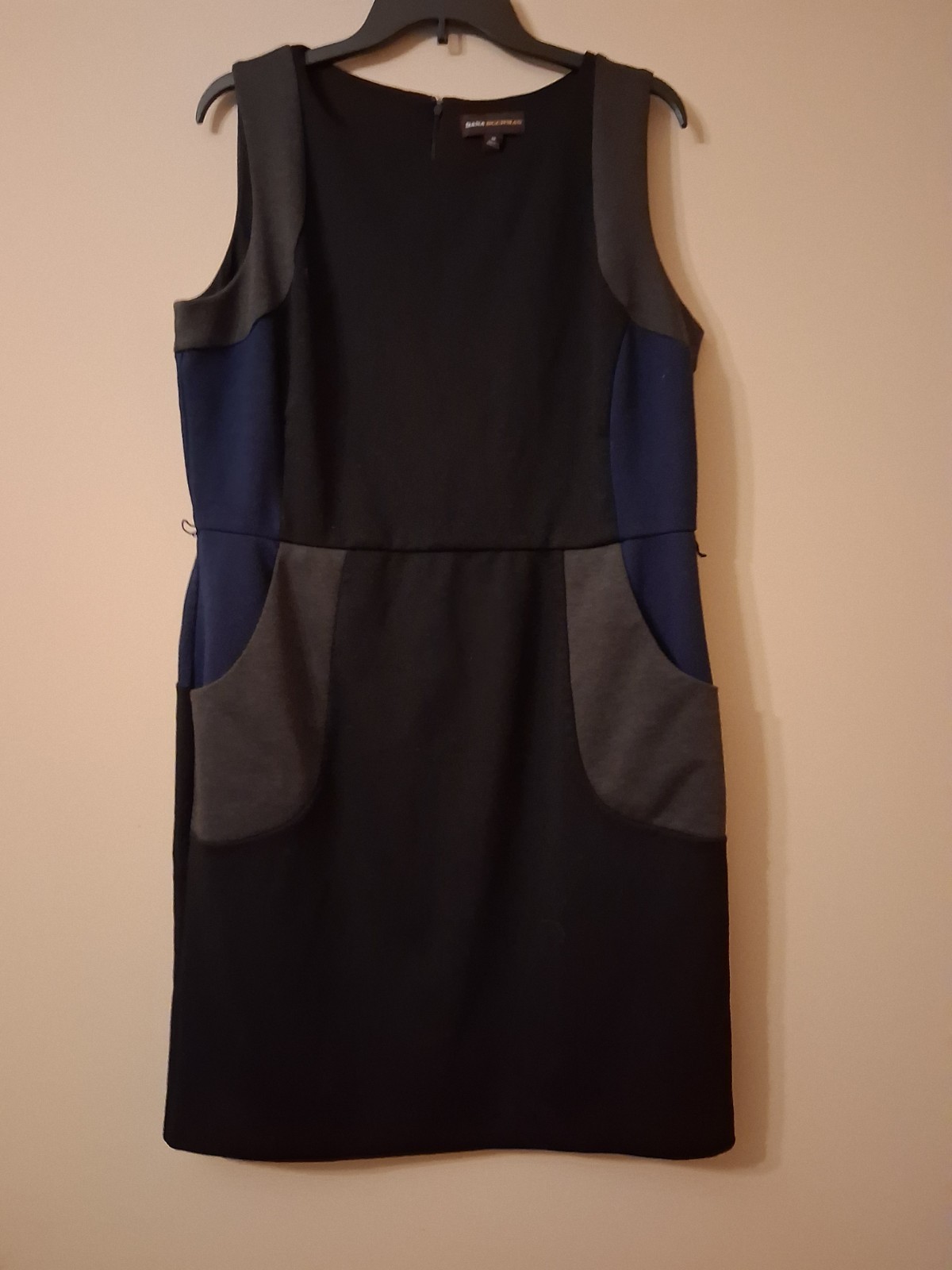 Dana Buchman Color Block Dress Black/Blue/Gray Sz 16 Office Career 90s Vibe