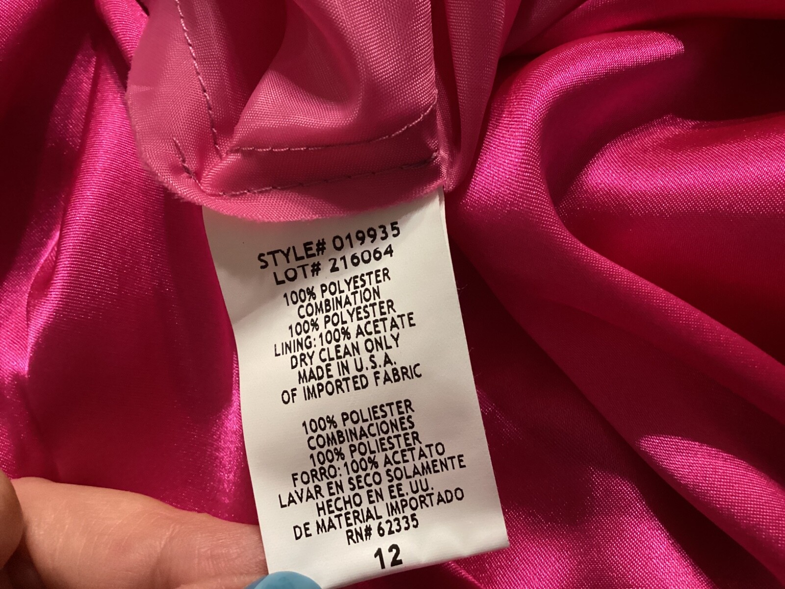 Betsy & Adam Pink Gown Rhinestone Size 12