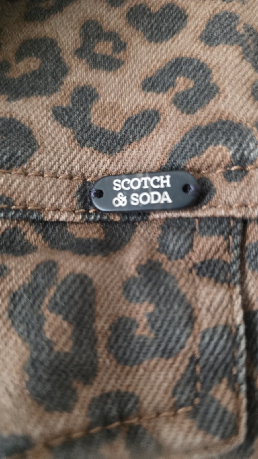 Scotch and Soda Denim Mini Dress Small Petite Cheetah Print, Generous Cut