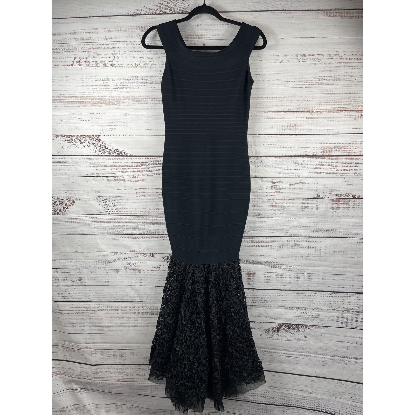 Maison Lessage Dress Women’s Size 6 Black Bandage Mermaid Gown Bodycon Evening