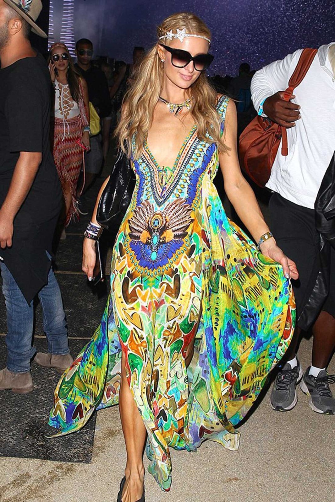 SHAHIDA PARIDES Rhinestone 3-Way Convertible Silk Maxi Hi-Lo Dress O/S S M L XL