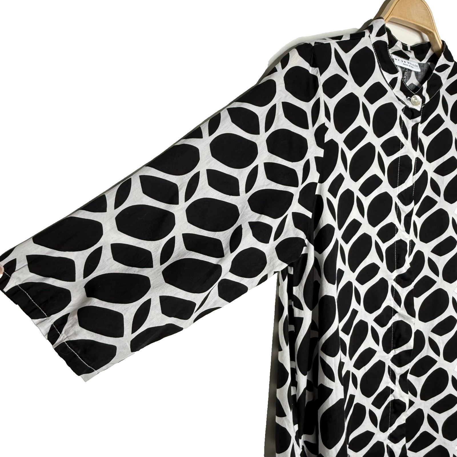Bryn Walker XXS Black & White Cotton Winona Lagenlook Tunic Dress Pockets