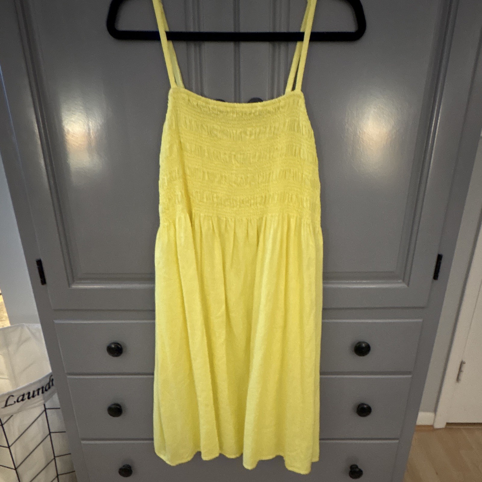 Universal Thread Yellow Smocked Square Neck Midi Dress Adjustable Straps XL