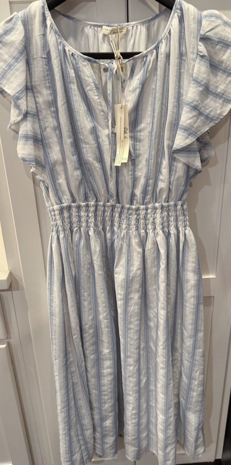 Love Stitch Georgia Classic Midi Dress Flutter Sleeve Smocked Waist M Boho
