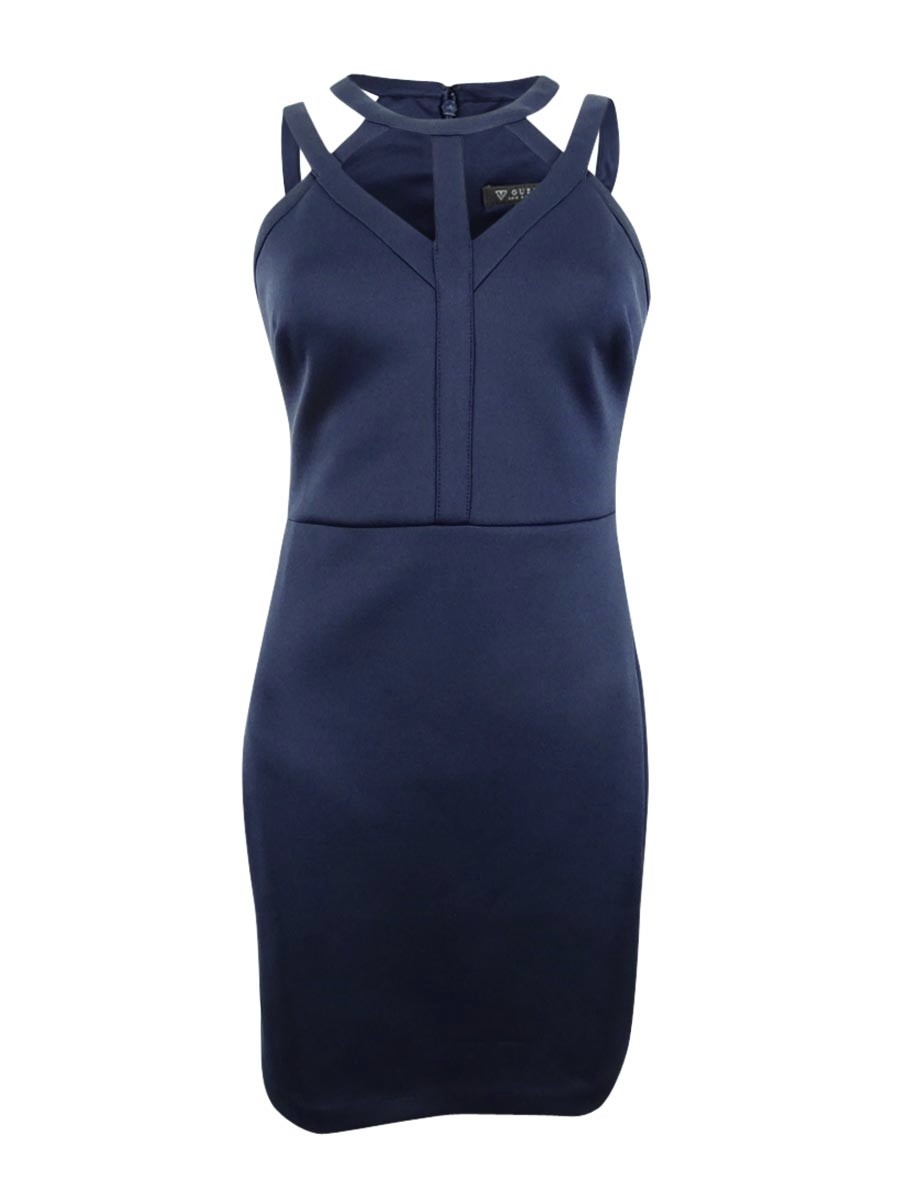 GUESS Women’s Caged Scuba Bodycon Dress (2, Navy)