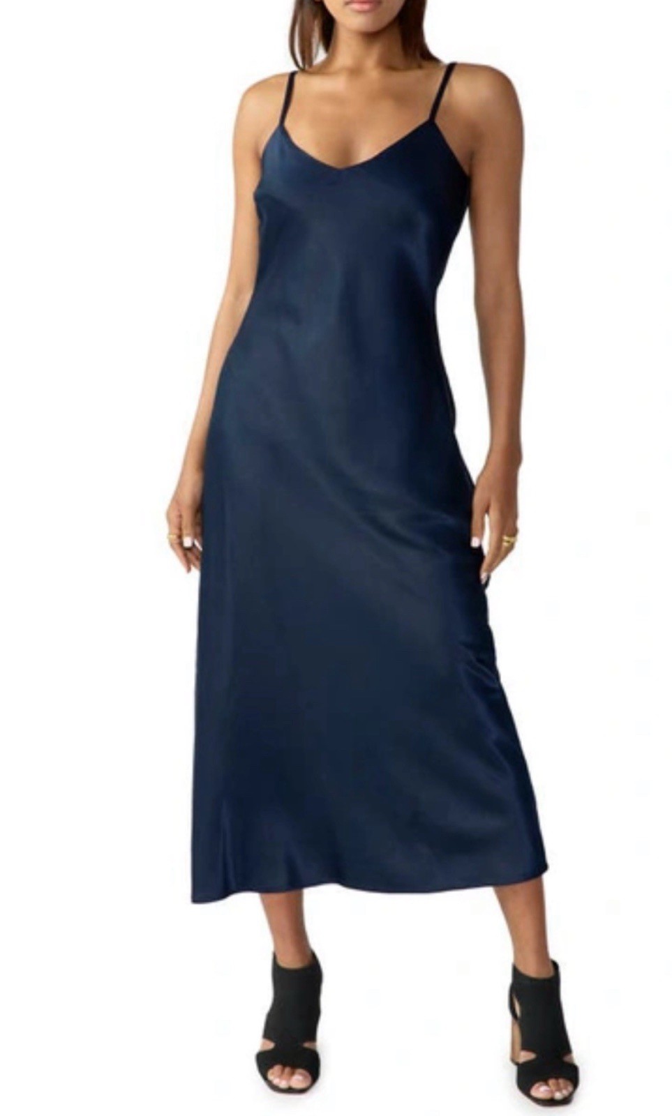 Sanctuary Womens Long Navy Slip Dress With Adjustable Straps Size Lg