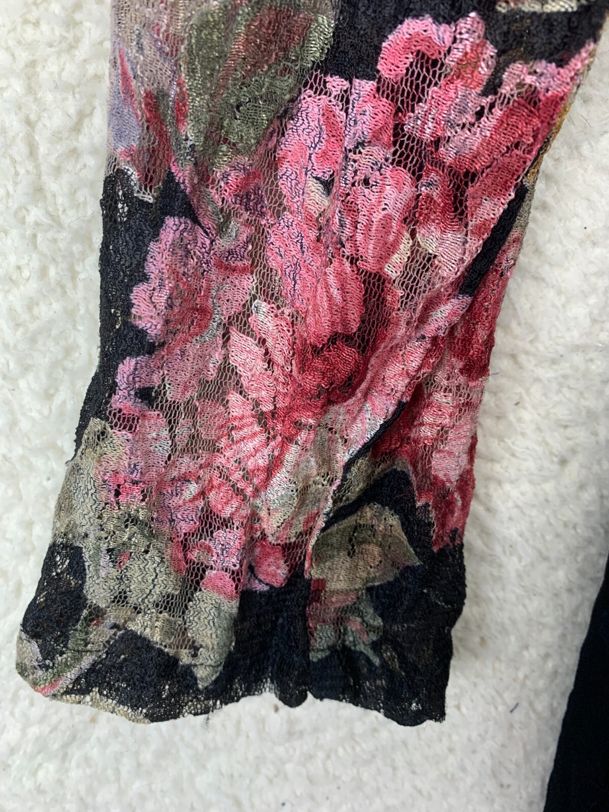 Nostalgia 90s Floral Lace Long Sleeve Maxi Dress Women M Whimsygoth Dark Cottage