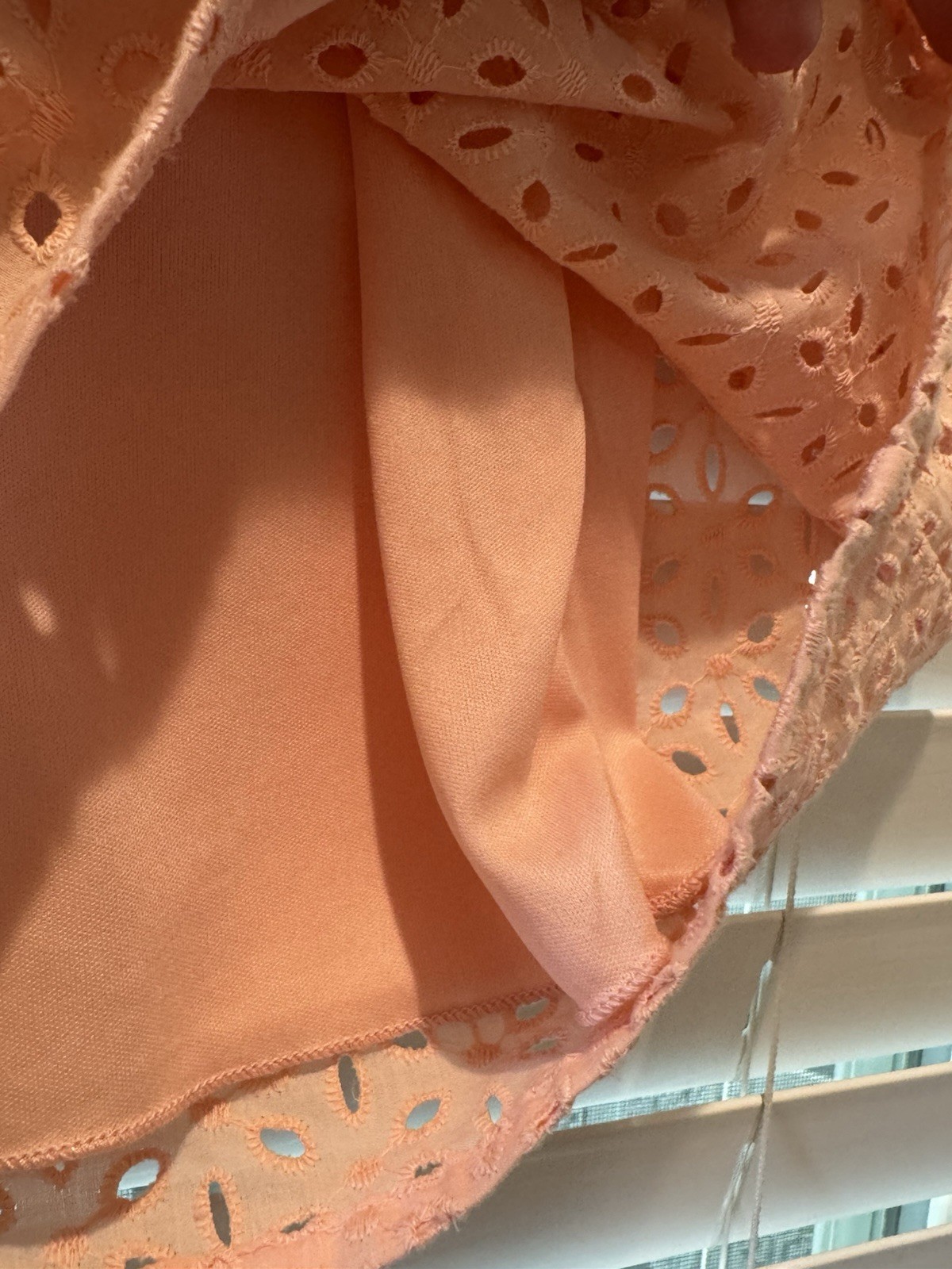 Everly Feminine Floral Eyelet Detail Coral Light Pink Spring Sun Dress Size M
