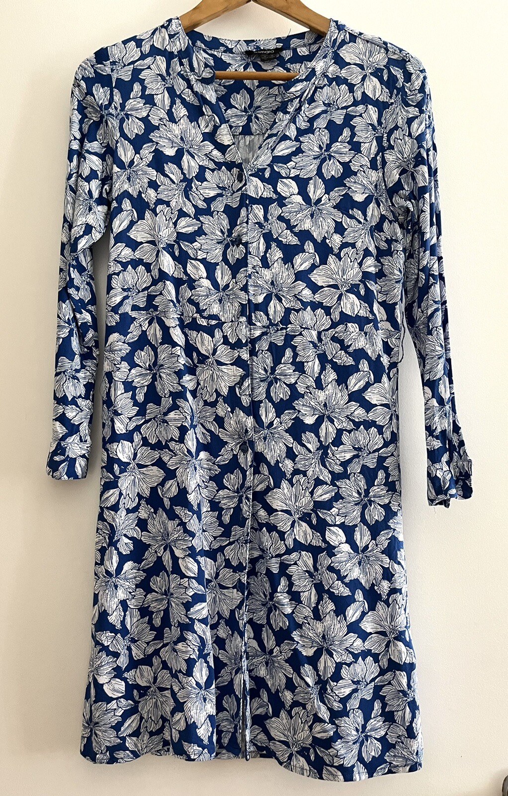 Esmara Blue White Floral Parisian Dress Long Sleeve- EUR 36/ FR38/ US Medium