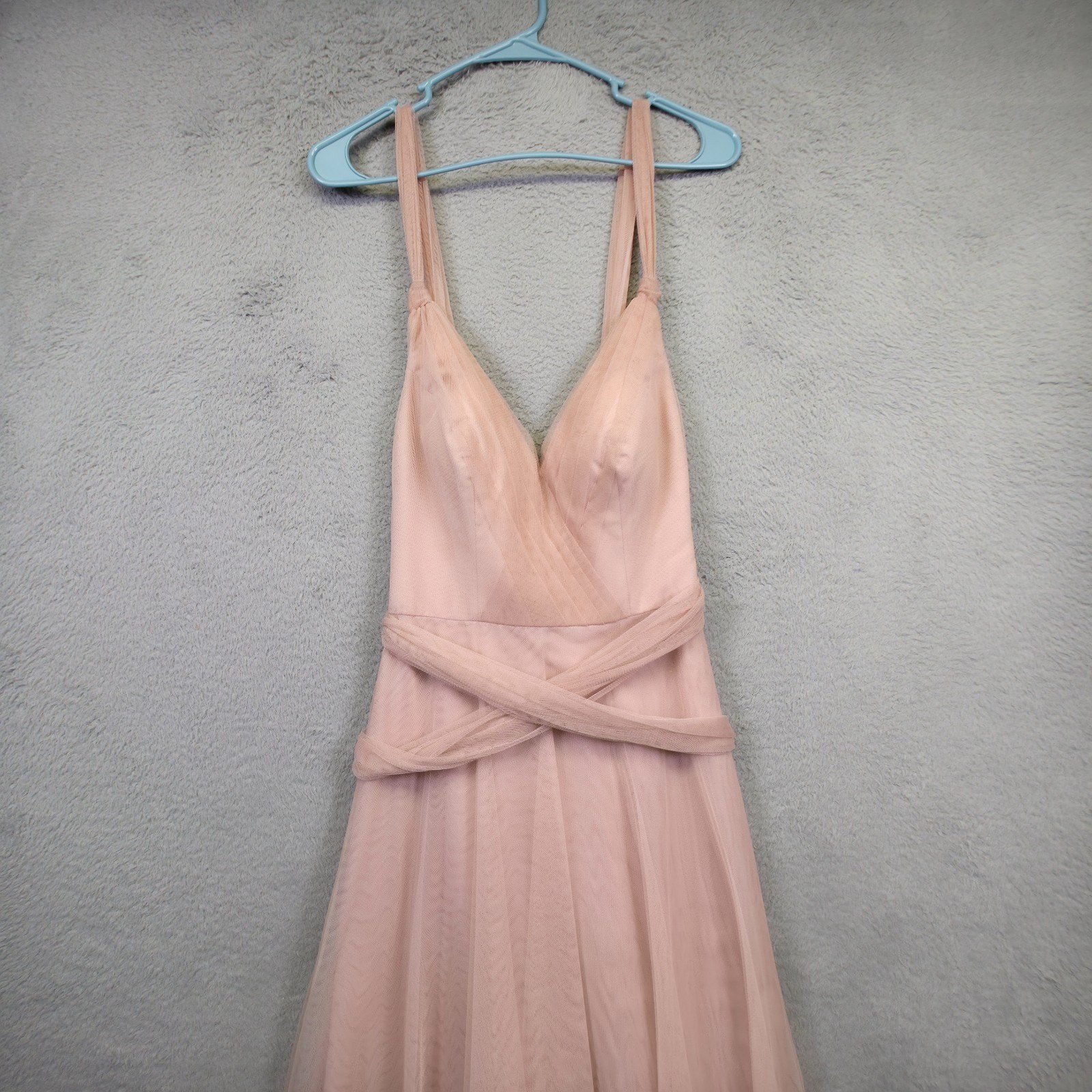Hitherto Formal Gown Womens 2 Blush Pink Tulle Romantic Bridal Prom Maxi Dress