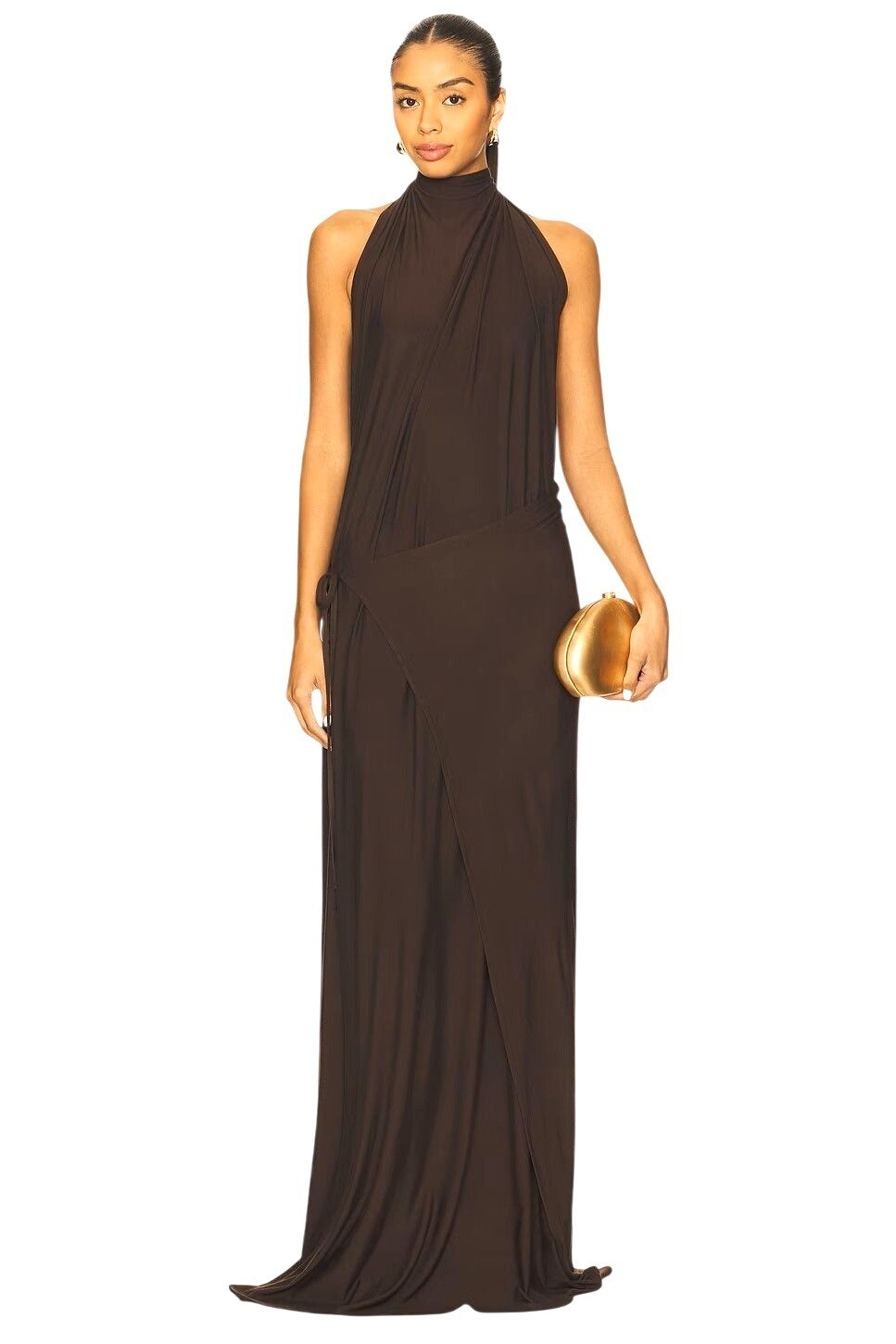Diana Milkanova Studio Gaia Dress in Chocolate Brown One Size New Womens Maxi Go