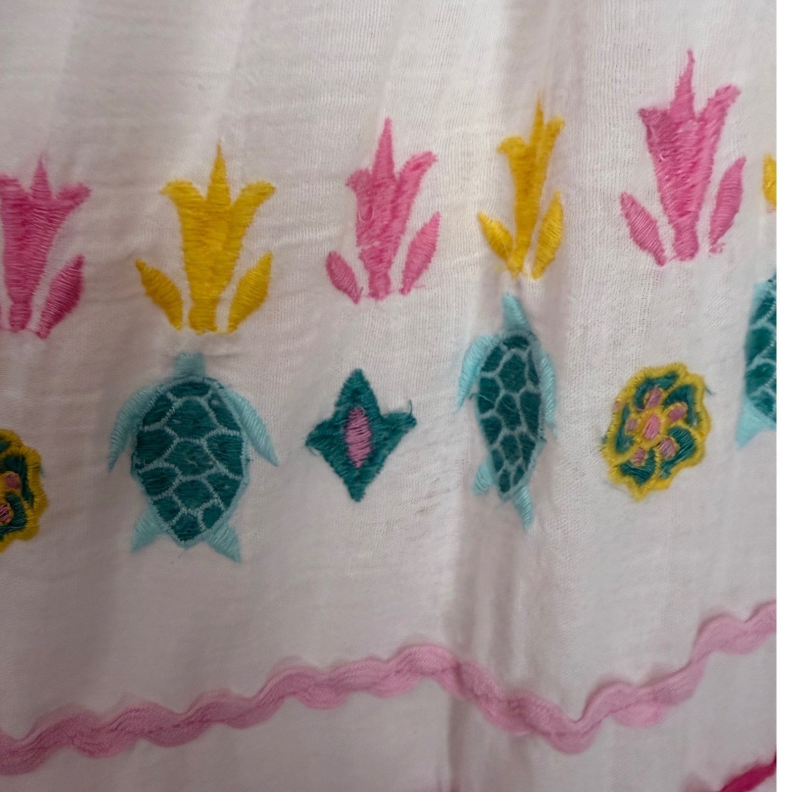 Simply Southern Embroidered Boho Peasant Dress White Cotton Cottagecore Beach S