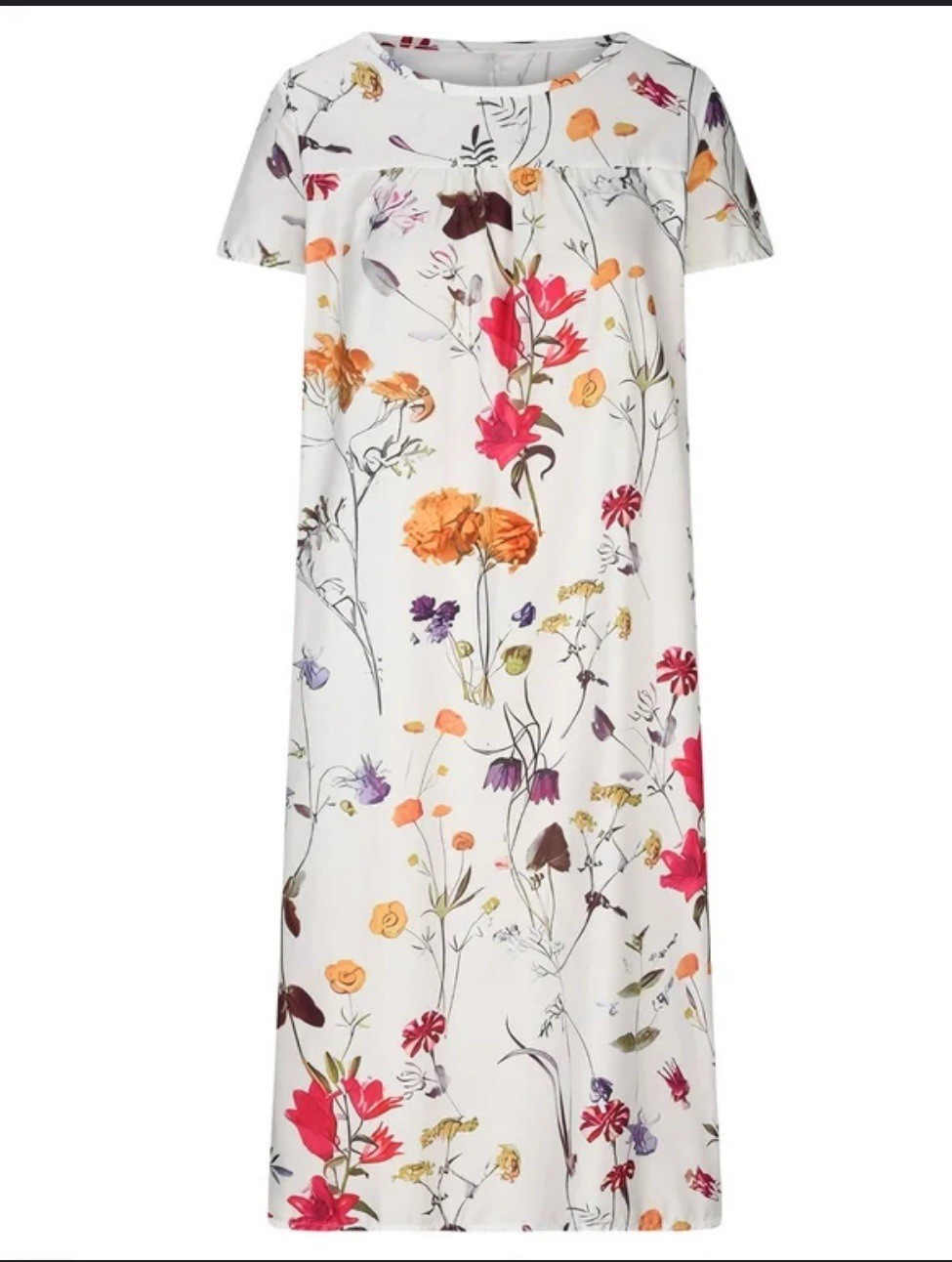 Floral Sundress Boho Short Sleeve Midi Dress Flowy with pockets loose-SIZE 2XL