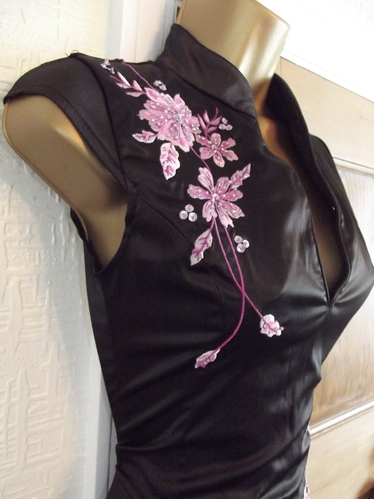 BNWT Jane Norman ❤️Black Oriental Chinese Mesh Party Dress 12 14 Pink Party