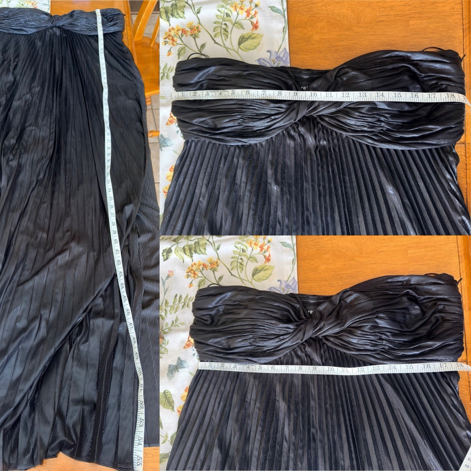 Retrofête Zoa Metallic Pleated Strapless Gown Black XXL NWT