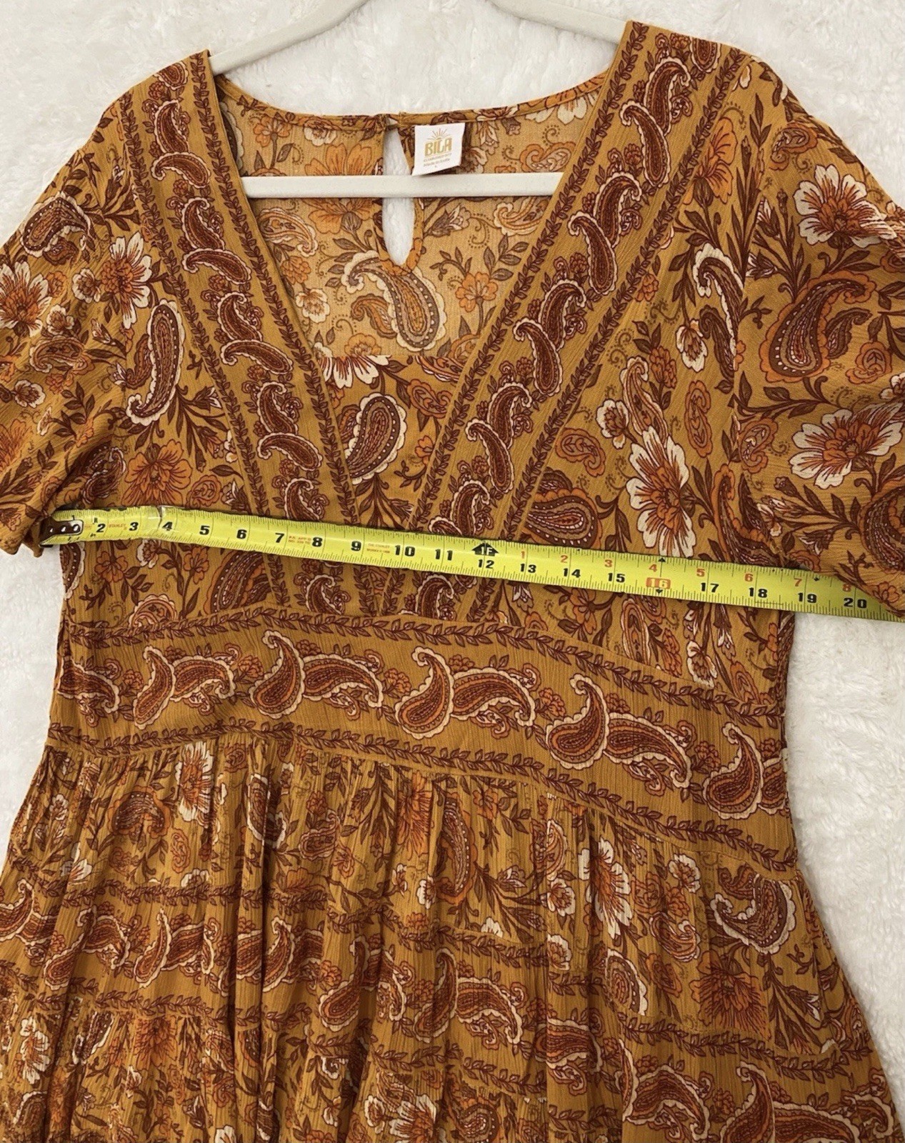 Bila Marigold Floral Fit & Flare Swing Dress Size Large Summer Boho Peasant NWT