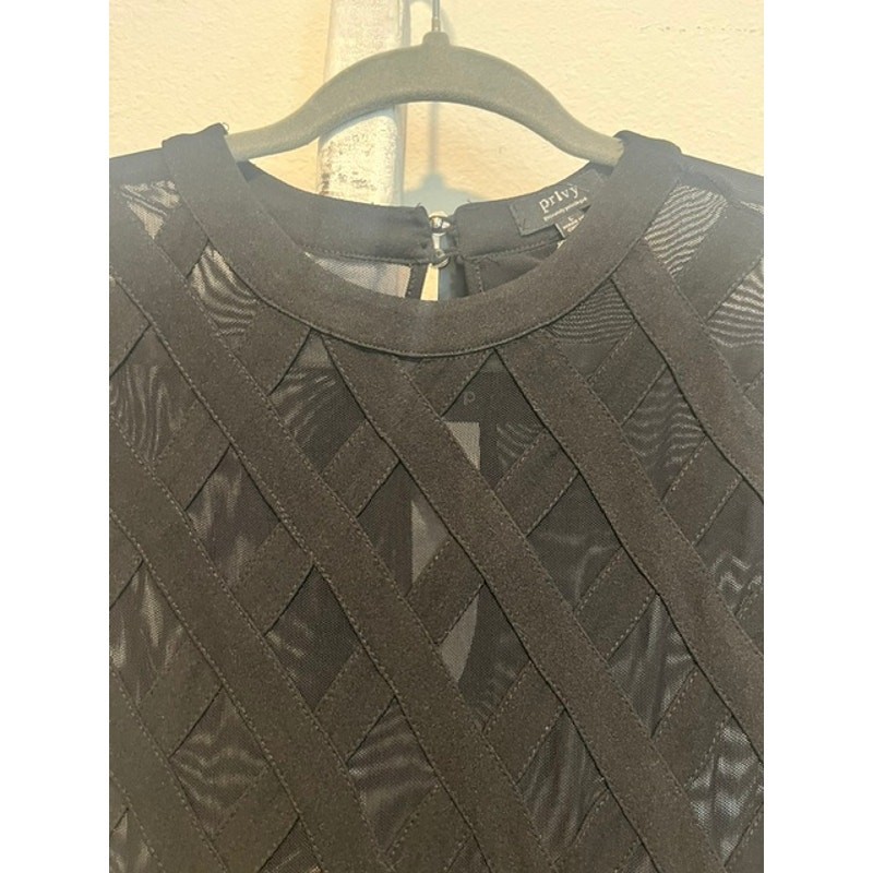Privy Women’s Black Sleeveless Mini Dress Size L NWOT Mesh Party Cocktail Dress