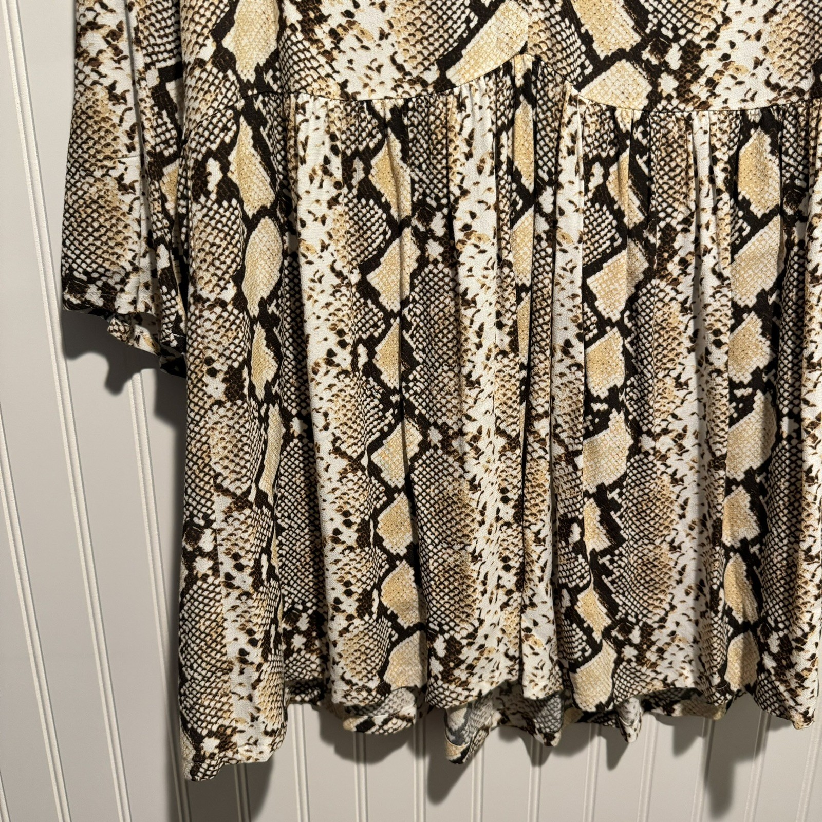 Anthropologie Maeve Juno Python Snake Print Dress Boho Size Large