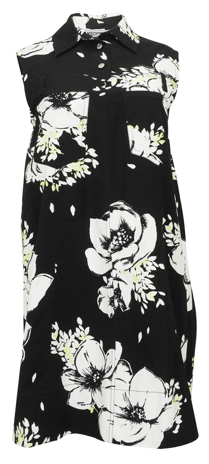 Moschino Jeans Floral Print Sleeveless Dress in Black Multi