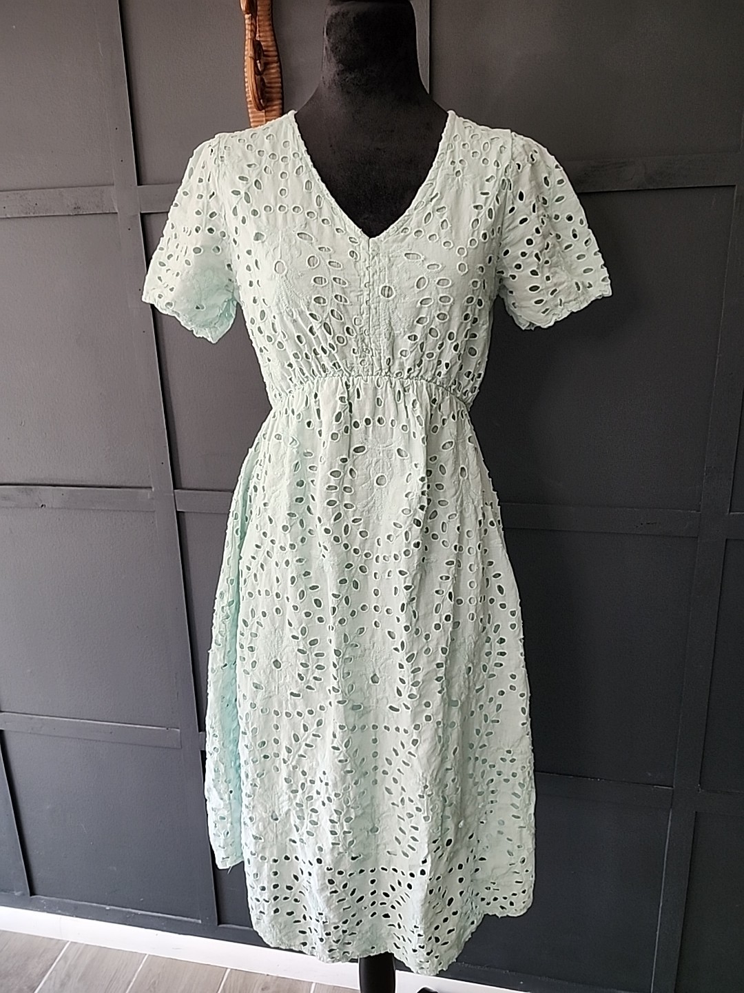 Valentina Naldi Made In Italy Dress, 100% Cotton, Light Turquoise, Small