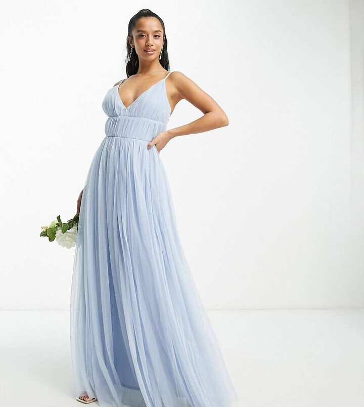 Beauut Bridesmaid layered tulle maxi dress in light blue
