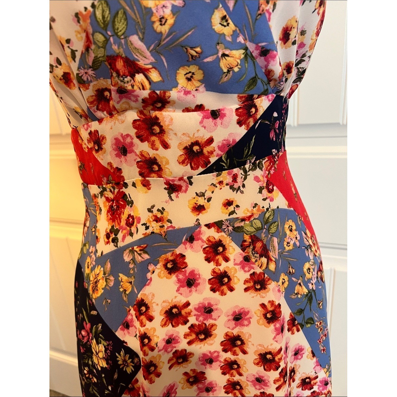 Gilli Anthropology Floral Patchwork Back-Tie Sundress Small Boho Mini Dress