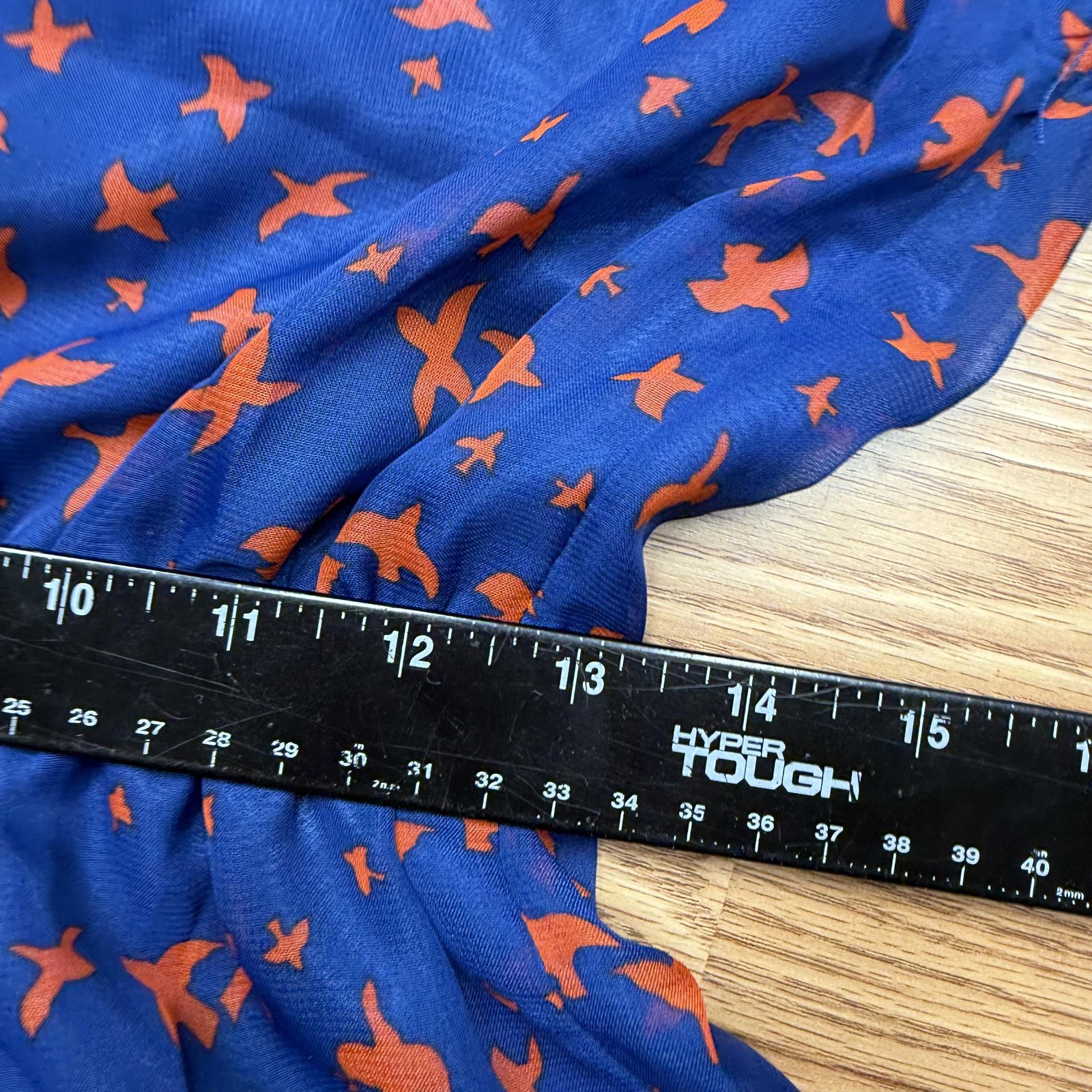 Tulle Dress Womens Small Navy Orange Bird Print Elastic Waist Lined Cap Sleeve
