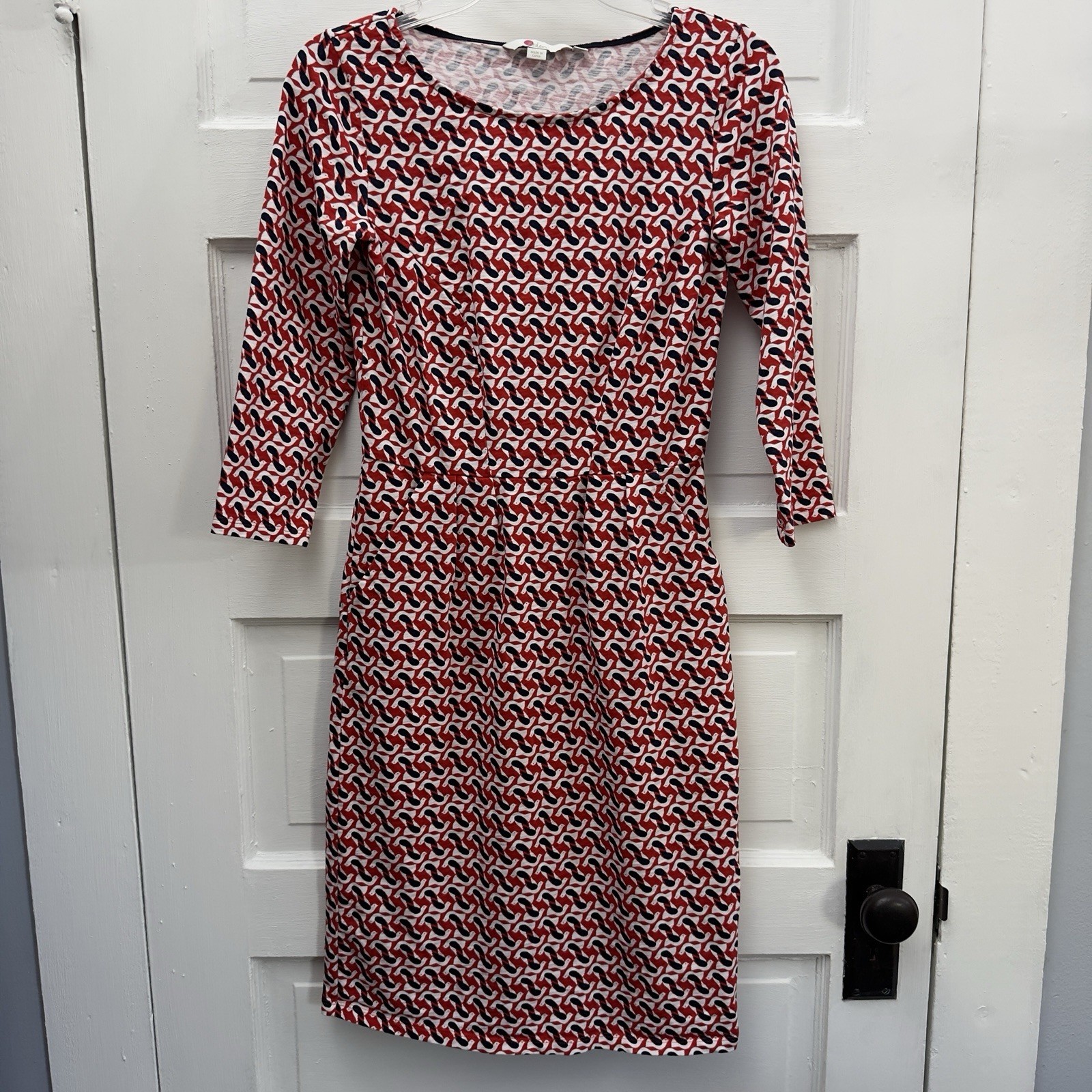 Casual Knit Dress Boden Women’s US 2R Red Bird Print