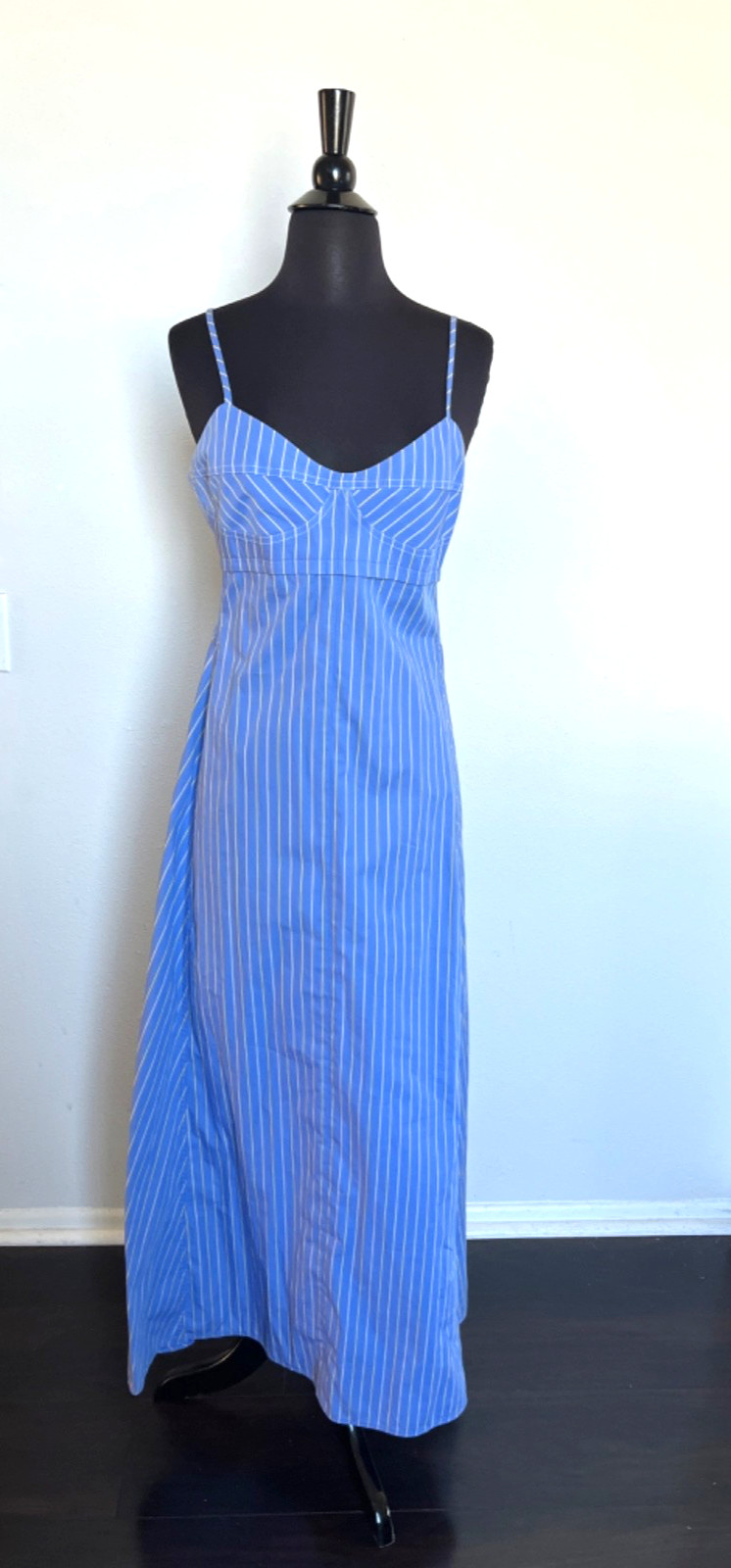 Victoria Beckham Striped Cotton-poplin Midi Dress Sz UK 10/US 6 Blue Euro Summer