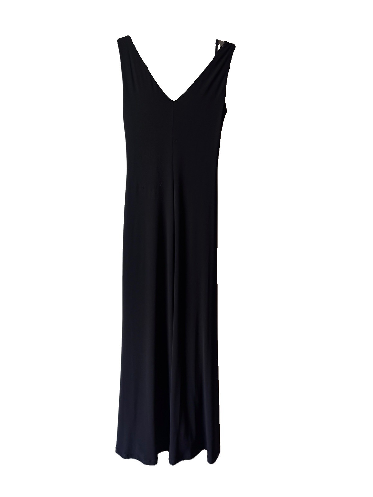 Lauren Ralph Lauren Evening Black V-Neck Gown Faux Wrap Beaded Accent Size 8 P