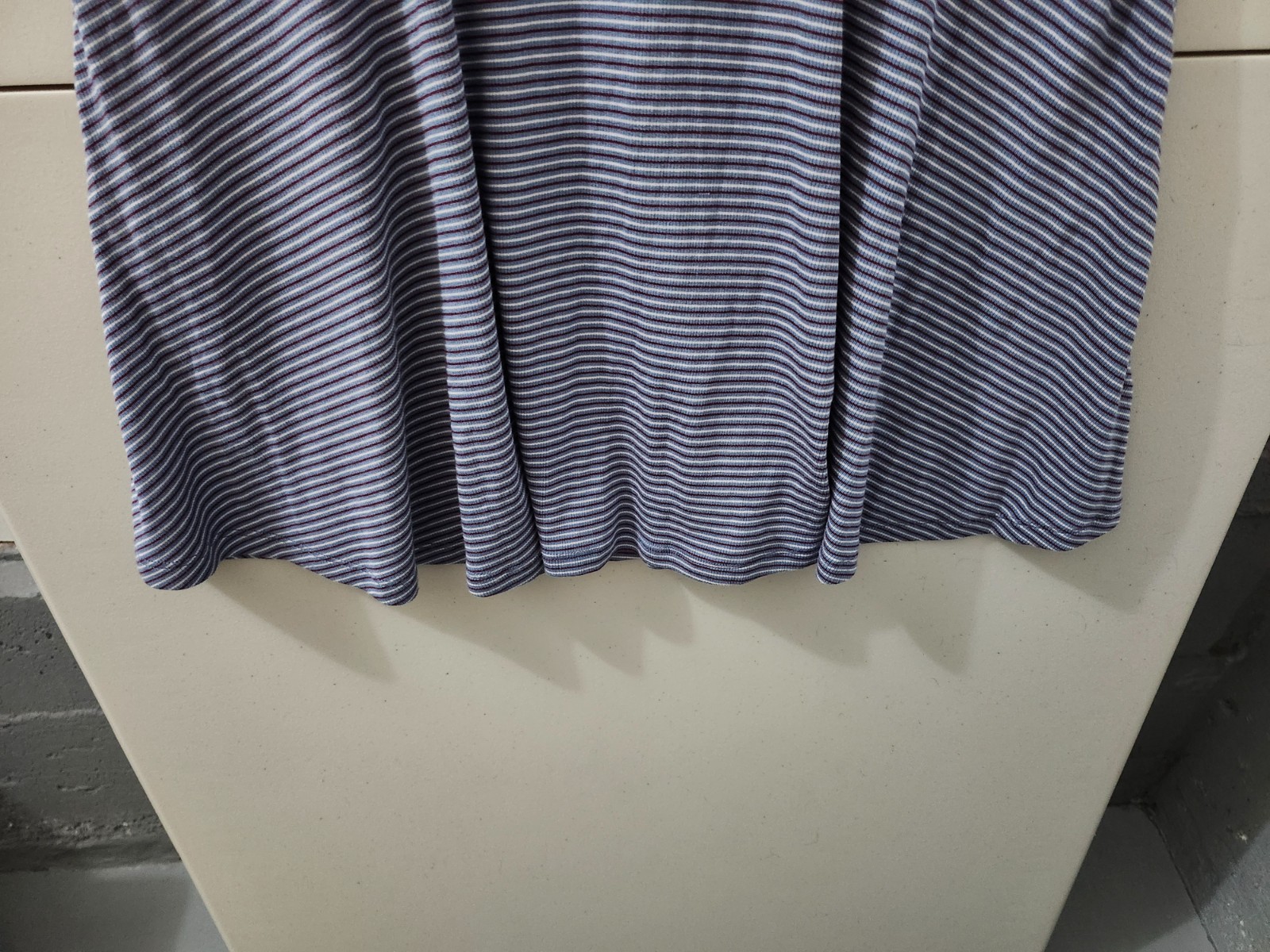 Toad Co Dress Womens L Blue Daisy Rib Flare Skater Henley Stripe Stretch Pocket
