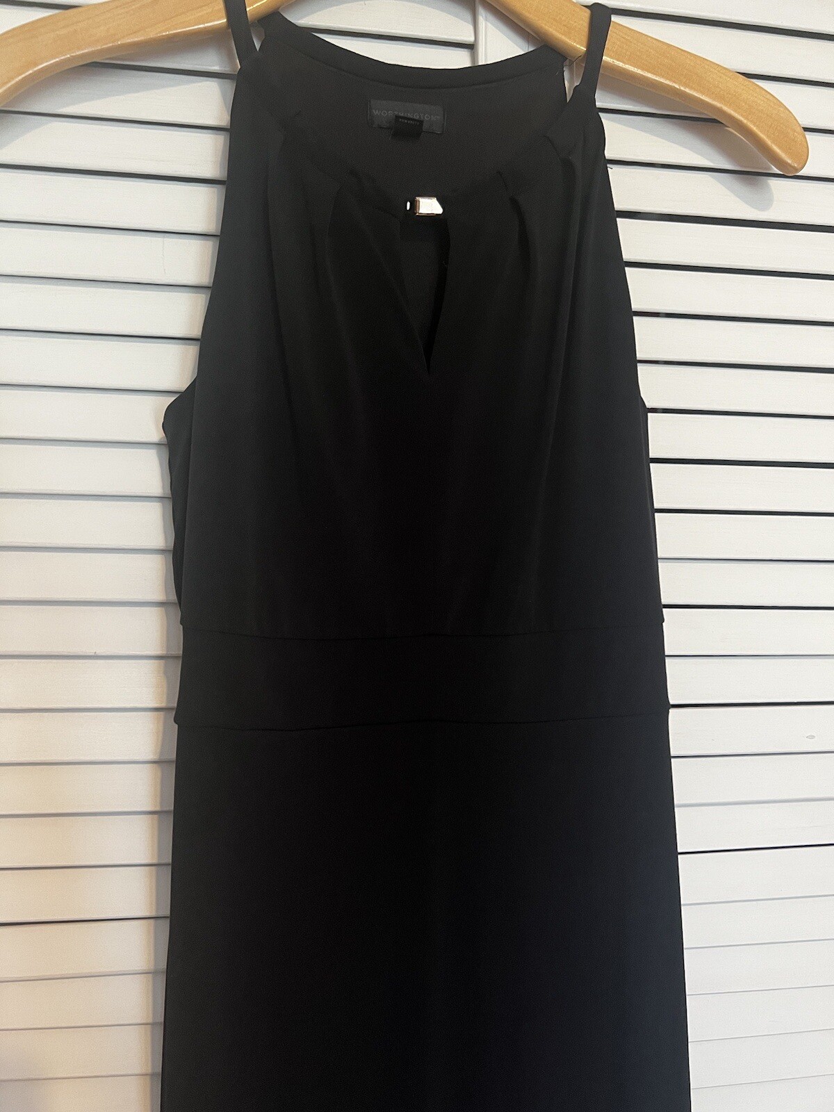 WORTHINGTON Women’s Size Small S DRESS Sleeveless Stretch Black Maxi Laser Cut