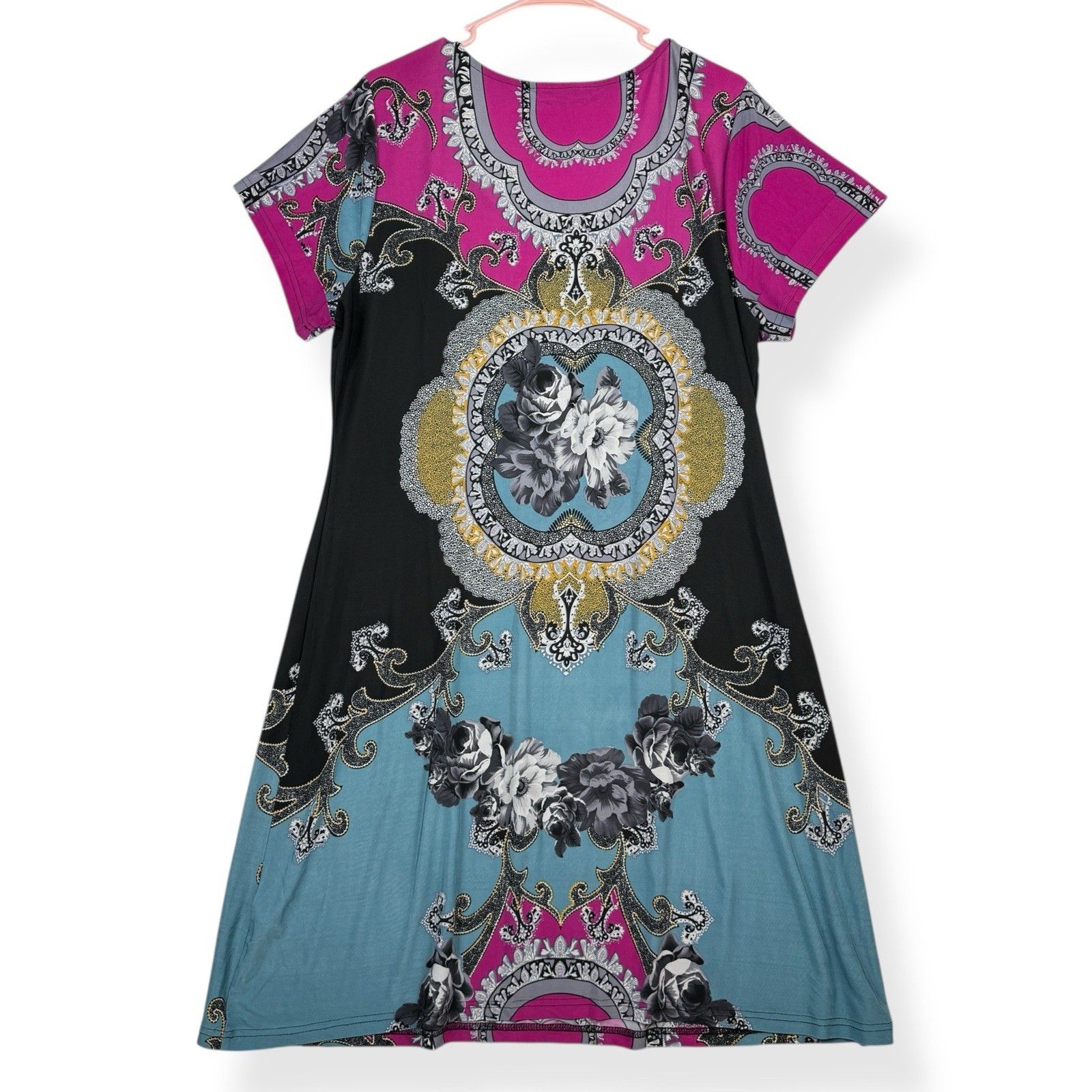 Mile Gabrielle Dress Womens Plus 2X Short Sleeve A-line Stretch