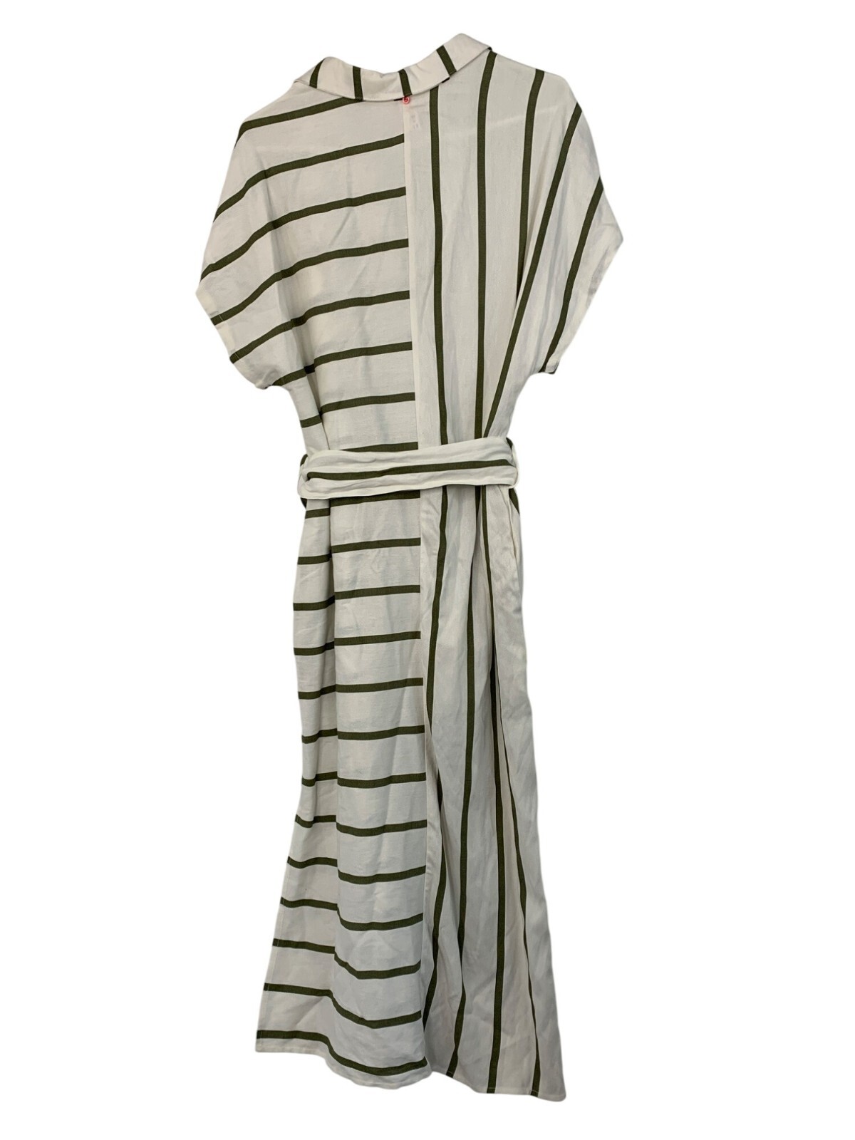 Red Carter Shay Safari Striped Button-Down Midi Shirt Dress Belt Pockets L 8742