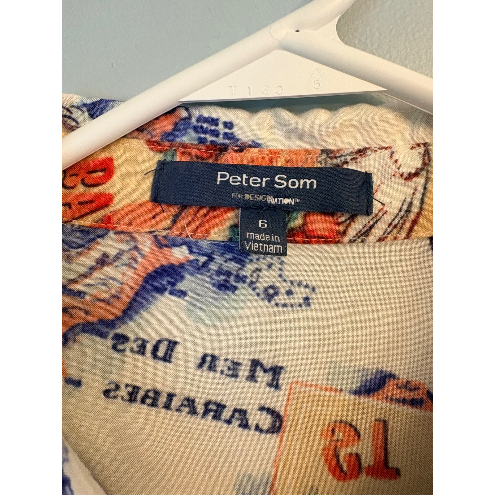 Peter Som for DesigNation Anthropologie St Barth Postcard Map Shirt Dress Size 6