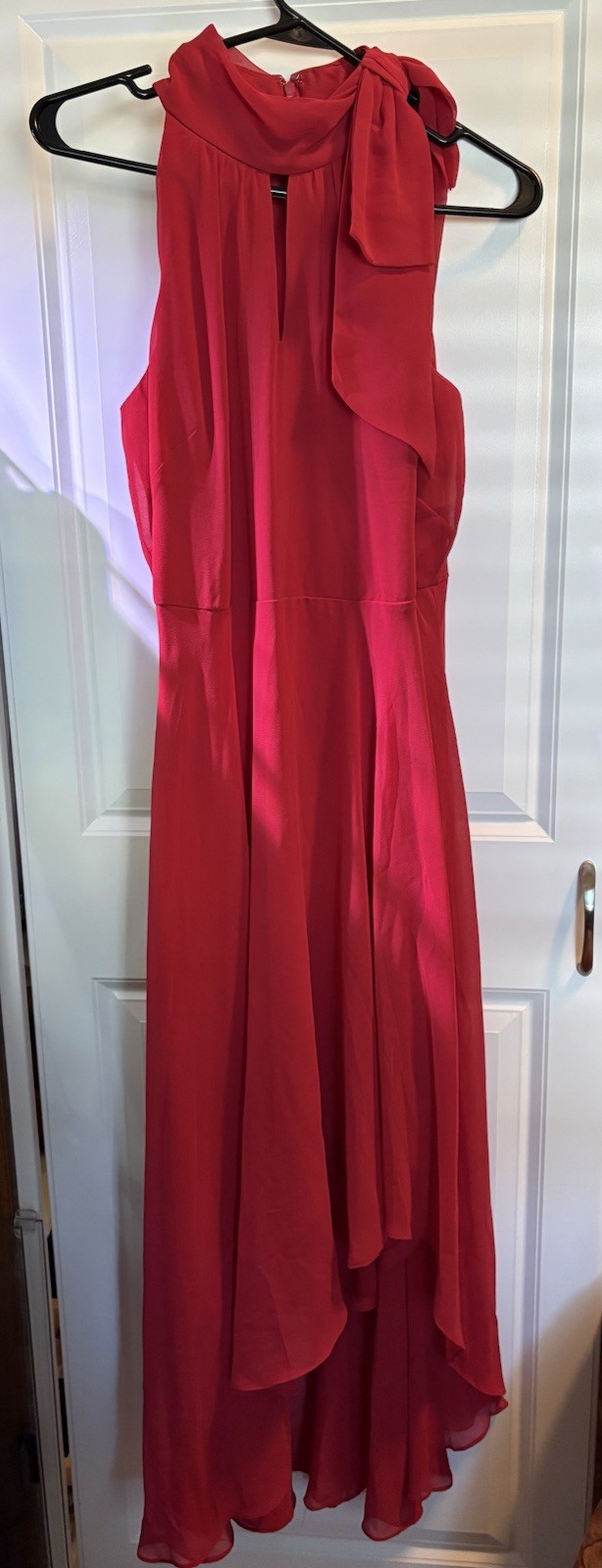 White House Black Market Red Halter Sleeveless Hi-Low Maxi Dress size 2