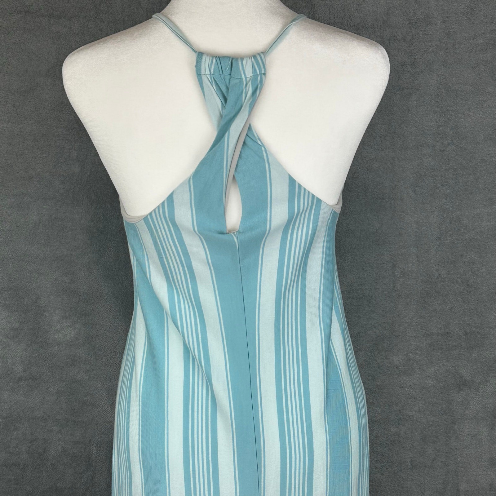 Patagonia Dress Womens Small Blue Striped Alpine Valley Ruffle Outdoor Nature