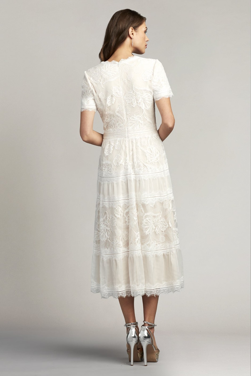 NEW, TADASHI SHOJI BEATRICE TEA-LENGTH DRESS in White Sz 12 #MD2069