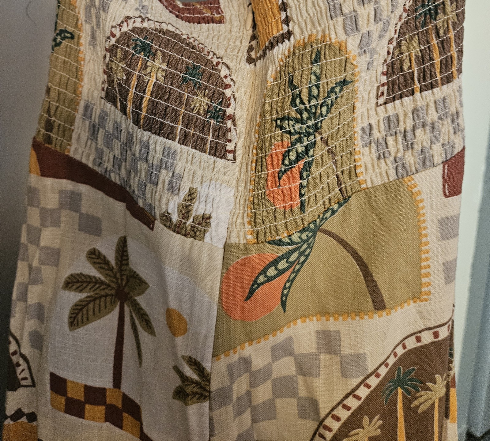 Paper Heart Anthropologie Maxi, Linen Blend Strapless Palm Dress Sz-XS- NWT