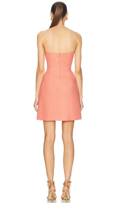 Carolina Herrera Embroidered Strapless Mini Dress Sunset Coral SZ 12 NWT $3490